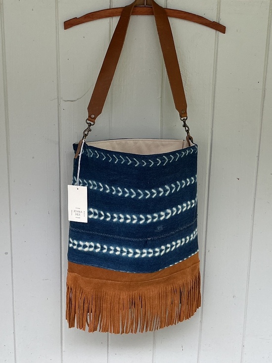 Jenna Bee Handbags - Jenna Bee indigo fringe BAG handmade TOTE